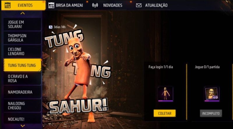 Como resgatar a skin Tung Tung Sahur de graça no Free Fire